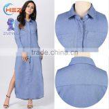 Zakiyyah MD003 Long Shirt Blue New Model Malaysia Baju Kurung 2017 Dubai Abaya Wholesale China Kaftan Dress thumbnail-2