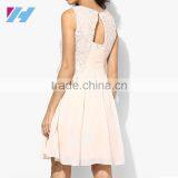 New Fashion Ladies Clothing 2016 Sleeveless Lace Chiffon Dress Elegant White Pleated Dress Pattern thumbnail-2