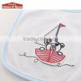 Top Quality Boutique Cute Fancy Plain Blue Cotton Waterproof Baby Bib Manufacturer thumbnail-3