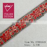 New Products Red Lint Flower With Gold Lurex Voile Trim thumbnail-1