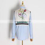 TWOTWINSTYLE Patchwork Hit Color Lapel Collar Long Sleeve Large Size Casual Blouse Female thumbnail-2