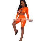 2020 New Arrivals Women Sexy Hollow Out Sportswear Suit Ladies 2 Piece Clothing Set Two Piece Set Women Clothing thumbnail-1