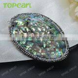 Topearl Jewelry New Design Abalone Shell Pendant Rhinestones Clay Pave Neck Pendant SPD01