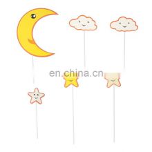 Creative Cartoon Star Moon Clouds Cake Topper for Party Baking Decoration Celebration Suppliers Plug-in Paper Cake Topper