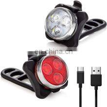 High Quality Amazon USB Rechargeable Led Bike Light Set Powerful by Bicycle Light LED Front and Tail Back Rear Lights thumbnail-1