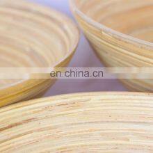 Natural Round Set of 3 Natural Spun Bamboo Salad Bowl, Handmade Serving Bowls With Lacquer Outside Wholesale thumbnail-5