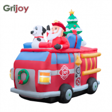 8ft Christmas Inflatable Fire Truck Santa Claus and Dog
