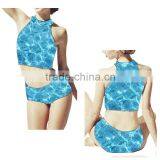 (ODM/OEM Factory)New Arrival Bathing Suit Swimsuit Bikini Swiming Wear, Newest Blue Wrap-around Swimwear Women thumbnail-3