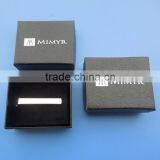 Brass Curved Blank Mens Tie Clip Tie Bar Set Brushed Silver in Gift Box thumbnail-1