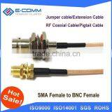 Hot Extension Cable BNC Female Jack to SMA Female Jack RG316 for Motorola HT1000,MT2000 20 cm