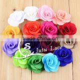 4 cm Mini Fabric Rose Flower, Handmade Satin Ribbon Petals Flowers. Chic Phone Applique thumbnail-1