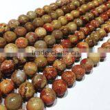 Wholesale A Grade Smooth Polished Natural Fossilized Coral Stone Round Beads thumbnail-1