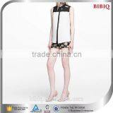 Cheap Shirt Front White Back Black Chiffon Sleeveless Blouse