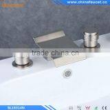 Contemporary Waterfall Stainless Steel Two Handles Three Holes Bathroom Waterfall Basin Mixer Vessel Faucet Taps Bathtub Faucet thumbnail-1