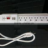 Portable 6 Outlets Surge Protection Extension Socket With Indicator and 2 USB Ports