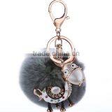 Wholesale Big Rabbit Fur Ball Keychain With Mule