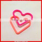 Fluorescent pink heart shape silicone hair band including hand feeling oil (MYD-1134)