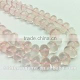 #CM Natural Semi-Precious Plain Roundel Loose Gemstone Beads Rose Quartz Necklace