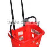 RH-BPR45-1 45L plastic shopping basket with wheels Rolling Basket With Wheels