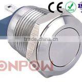 ONPOW 12mm Momentary Flat Head Waterproof Stainless Steel Metal Pushbutton Switch 2 Pin Terminals ( GQ12-AF-10/J/S) CE, RoHS