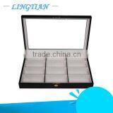 Square Glossy Burlywood Watch Display Box With a Glass Window thumbnail-1