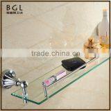 Understated Design High Quality Zinc Alloy Burnished Chrome Bathroom Accessories Wall Mounted Glass Shelf