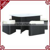 Chic Tempered Glass Table Design 5-pc Outdoor Patio Rattan Dining Set thumbnail-3