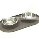 Medium Stainless Steel Double Dog Feeder With Non-Slip Silicone Base thumbnail-6