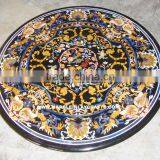 Round Marble Inlay Dining Table Top thumbnail-1
