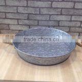 Essential Home Aged Galvanized Metal Serving Tray With Rope Handle