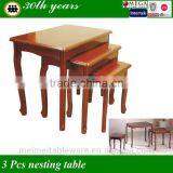 3 Pcs Antique Wooden Nesting Table Set Coffee Table thumbnail-1