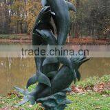 Outdoor Bronze Dolphin Sculpture Decorative Water Fountains thumbnail-3