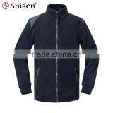 Oem Service Windproof Zipper-up Long Sleeves Dark Blue Plain Polar Fleece Men' Coat thumbnail-1