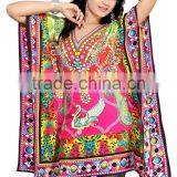 Designer Print Canvas Crepe Digital Printed Kaftan / Poncho/pakistani Kaftan Dresses thumbnail-2