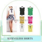 Manufacture Woman Chiffon Polyester Blouse Shirts Sleeveles Sexy Casual Tops Clothings thumbnail-1