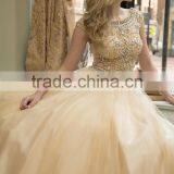 2016 Scoop A-Line Prom Dress Floor-Length Full Beaded Bodice thumbnail-1