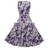 Walson Summer One Piece Dress Vest Sleeveless Flower Print Rockabilly Dress Audrey Hepburn Summer Dress thumbnail-1
