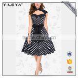 2017 Polka Dot Tube Top Halter Flare Evening Dress for Lady thumbnail-2