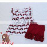 Hot Sale Kids School Outfits Flutter Sleeve Tops and Icing Shorts 2 Pcs Children Girl Back to School Outfits thumbnail-1