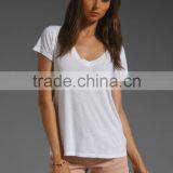 Low V Neck Boyfriend White Tee thumbnail-1