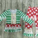 Yawoo Hot Sale Infant Baby Cotton Ruffle Clothing Set Christmas Style Polka Dots Boutique Outfits Xmas Party Kids Clothing Cheap thumbnail-2