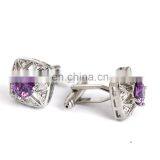 Mens Shirt Cufflinks Purple Crystal Wedding Cufflinks thumbnail-2