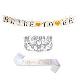 Hen party accessories gold glitter heart banner ,gold bridal crown and bride to be sash kits and bachelorette party kits