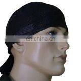 HMB-901A2 LEATHER PERFURATED SKULL CAP DURAG BLACK BANDANA SKULLCAP HATS