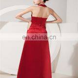 Sexy Halter Sleeveless Evening Gowns Backless Floor Length Zipper Ruched Mother Of The Bride Dress thumbnail-4