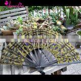 Lolita Style Black With Metallic Gold Lace Battenburg Lace Fan Wedding Accessories Party Favors Gifts thumbnail-3