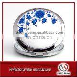 Promotion Cheap China Blue And White Porcelain Style Custom Made Metal Promotion Gift 70mm Epoxy Pocket Mirror thumbnail-1