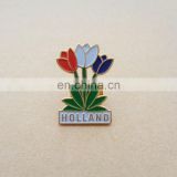 Netherlands color beautiful tulip flower image custom design soft enamel metal lapel pin badge
