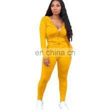 Custom Brand Women Jogger 2 Piece Pants Set Sweatsuit For Women 2021 Jogging Suit Tracksuit Top+pants Zipper Coat thumbnail-2