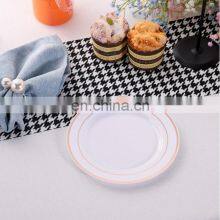Hot Sale Biodegradable Disposable Plastic Restaurant Wedding Charger Plate, Red Gold Rim Dinner Plastic Plates thumbnail-3